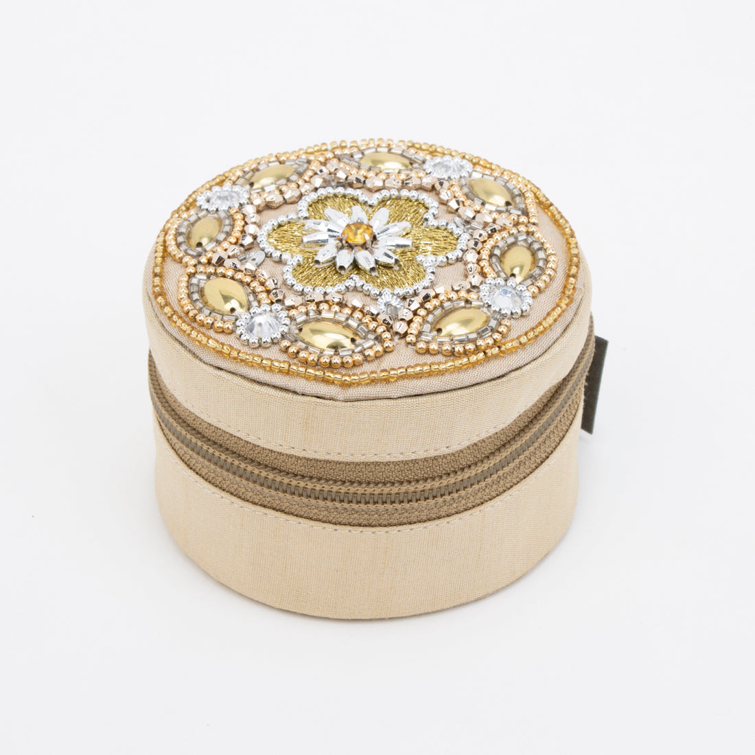 カンカン KANKAN ビーズ刺繍ラウンドケース （ベージュ） ベージュ