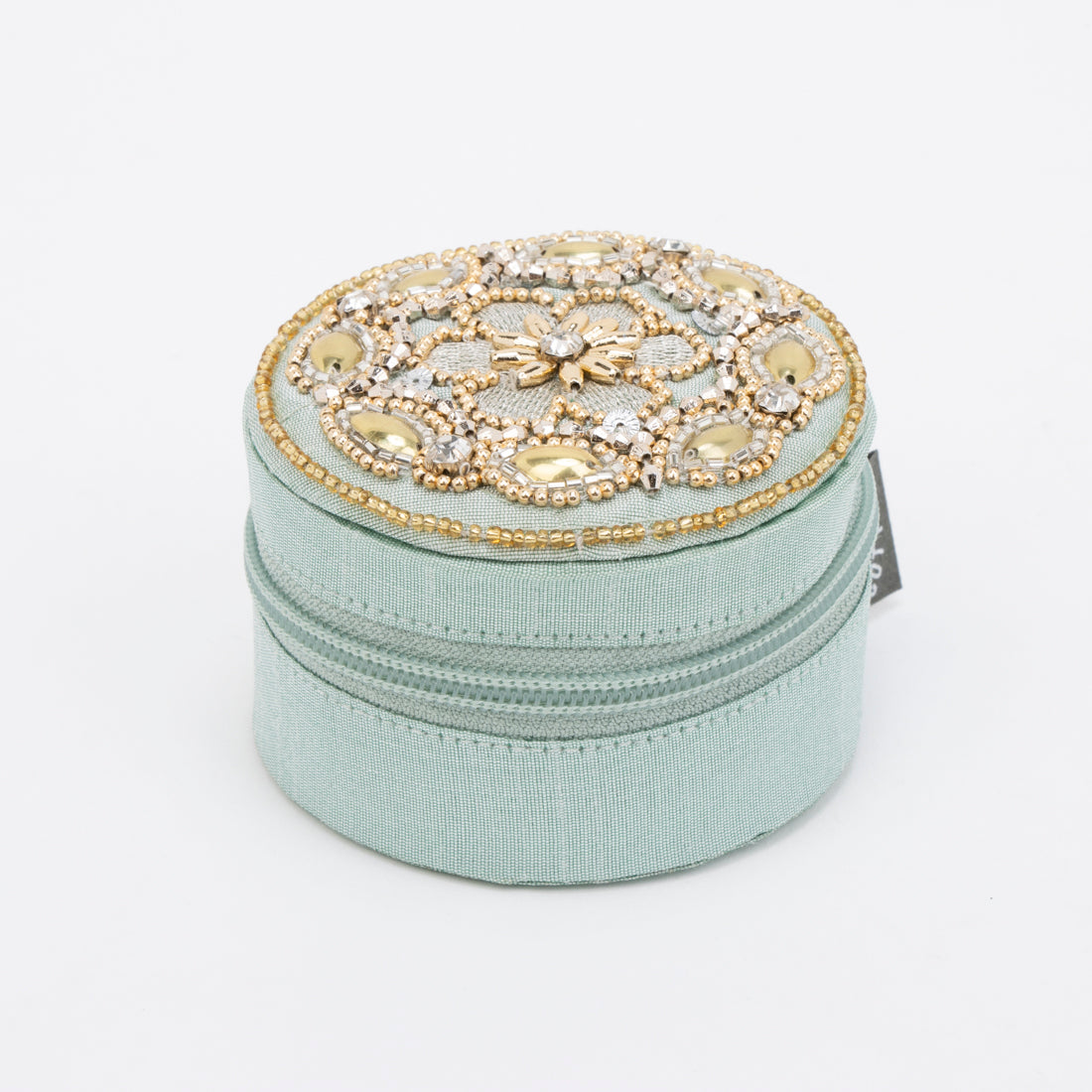 カンカン KANKAN ビーズ刺繍ラウンドケース （セージ） セージ