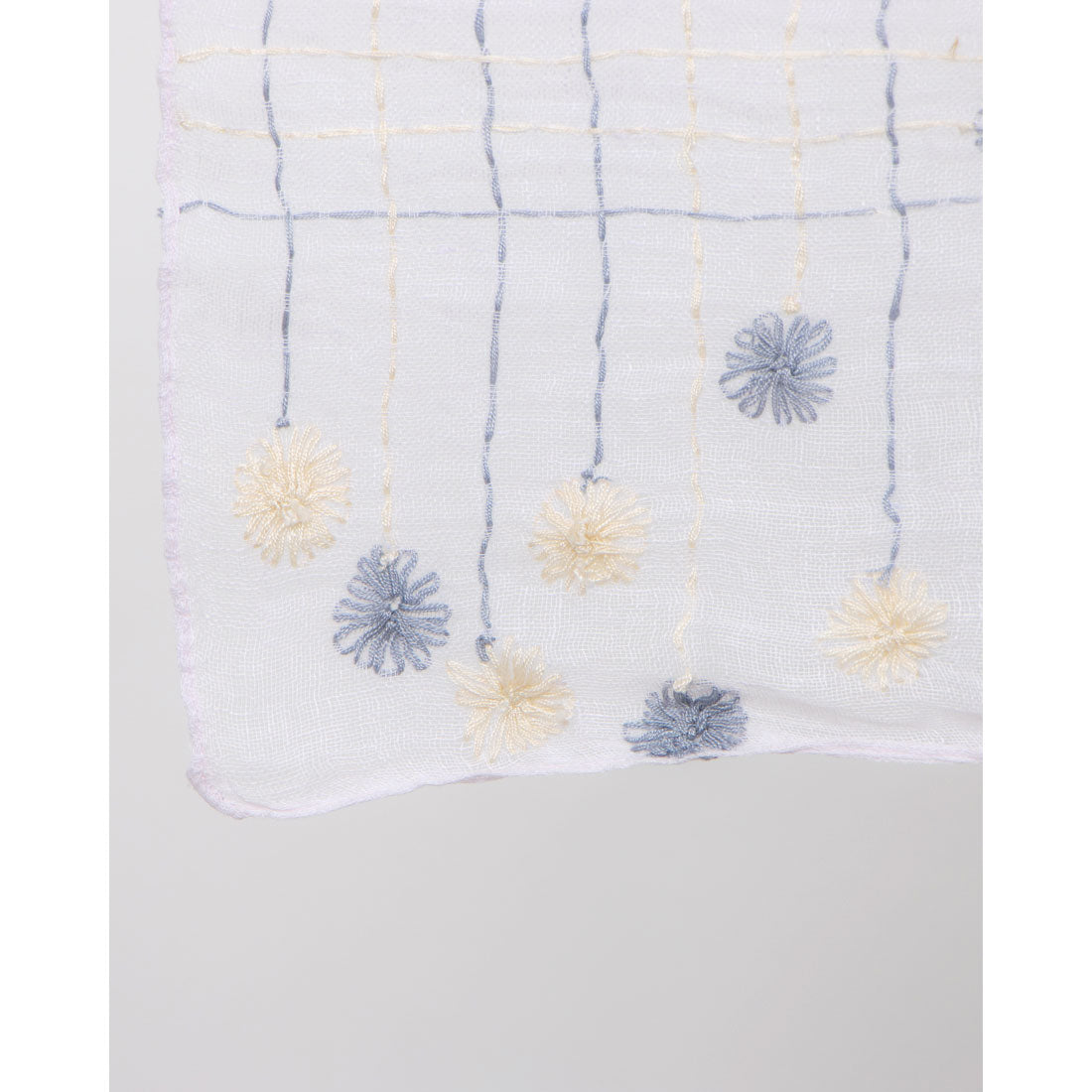 カンカン KANKAN 花柄刺繍ショール （ブルー） ブルー