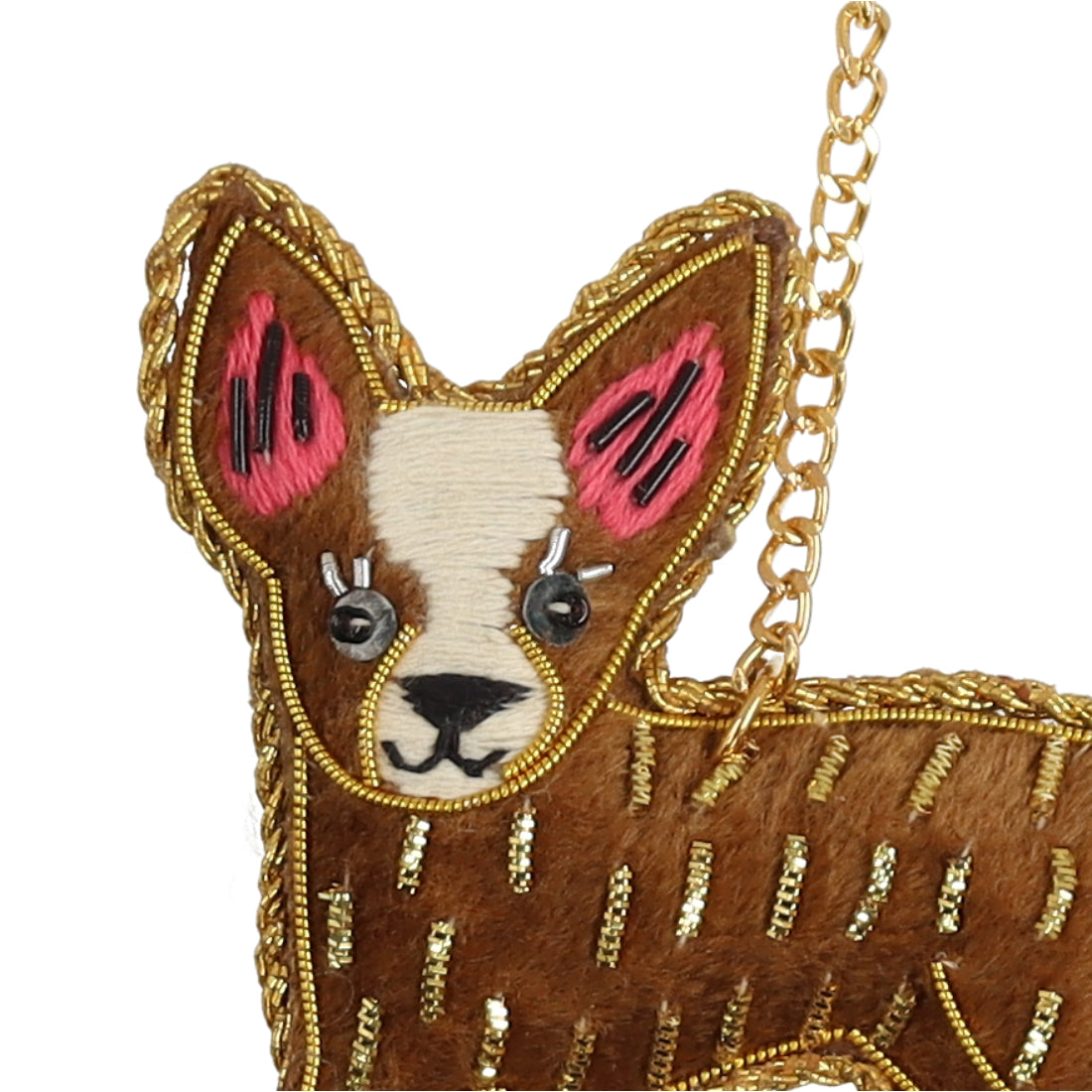 カンカン KANKAN ザリ刺繍キーホルダー チワワ （ブラウン） ブラウン