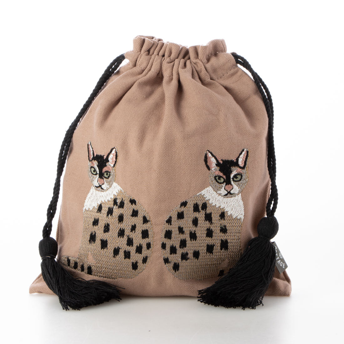 カンカン KANKAN ダルメシアン刺繍巾着,ベージュ