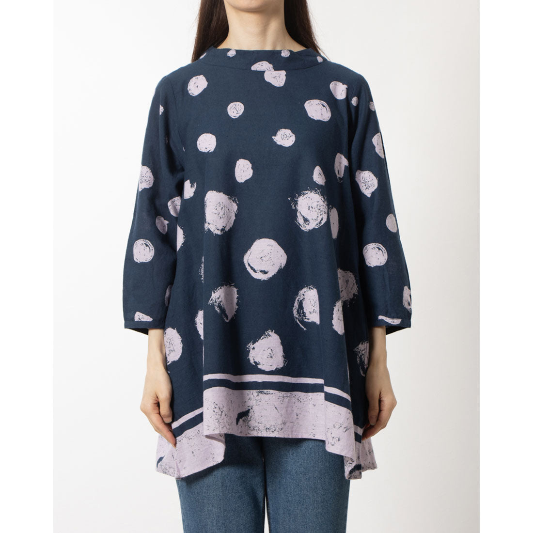 カンカン KANKAN 雨降りドットプリントチュニック
