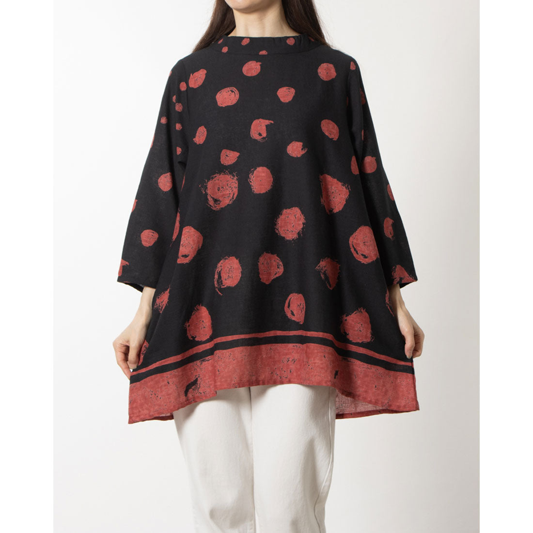 カンカン KANKAN 雨降りドットプリントチュニック