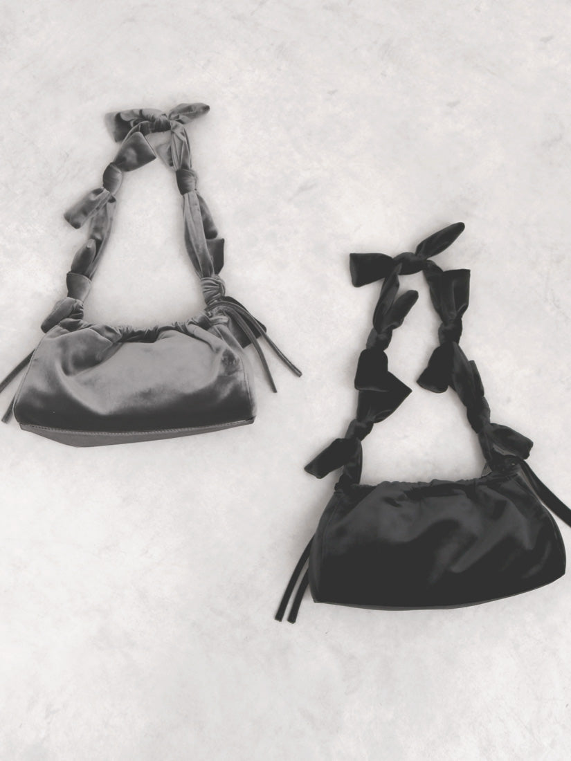 カカトゥ kakatoo ベルベットリボンバゲットショルダーバッグ