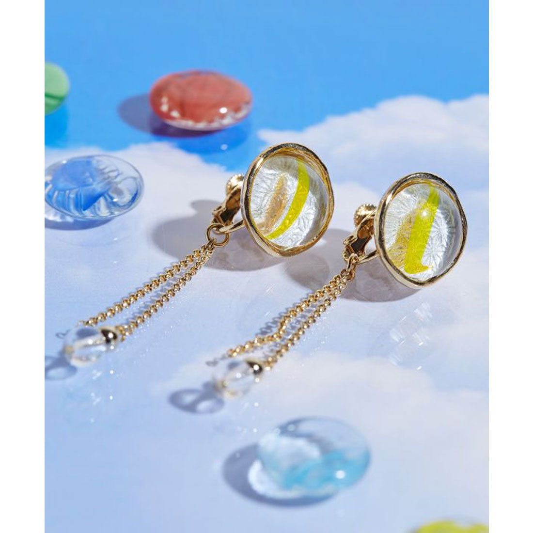 【カヤ】涼 おはじきイヤリング レッド レッド