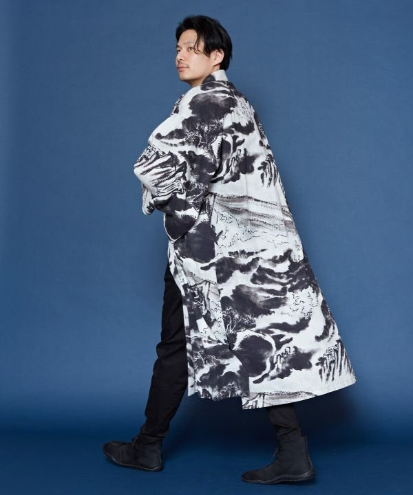カヤ カヤ 【UVカット加工】白波メンズ羽織 （ネイビー） ネイビー