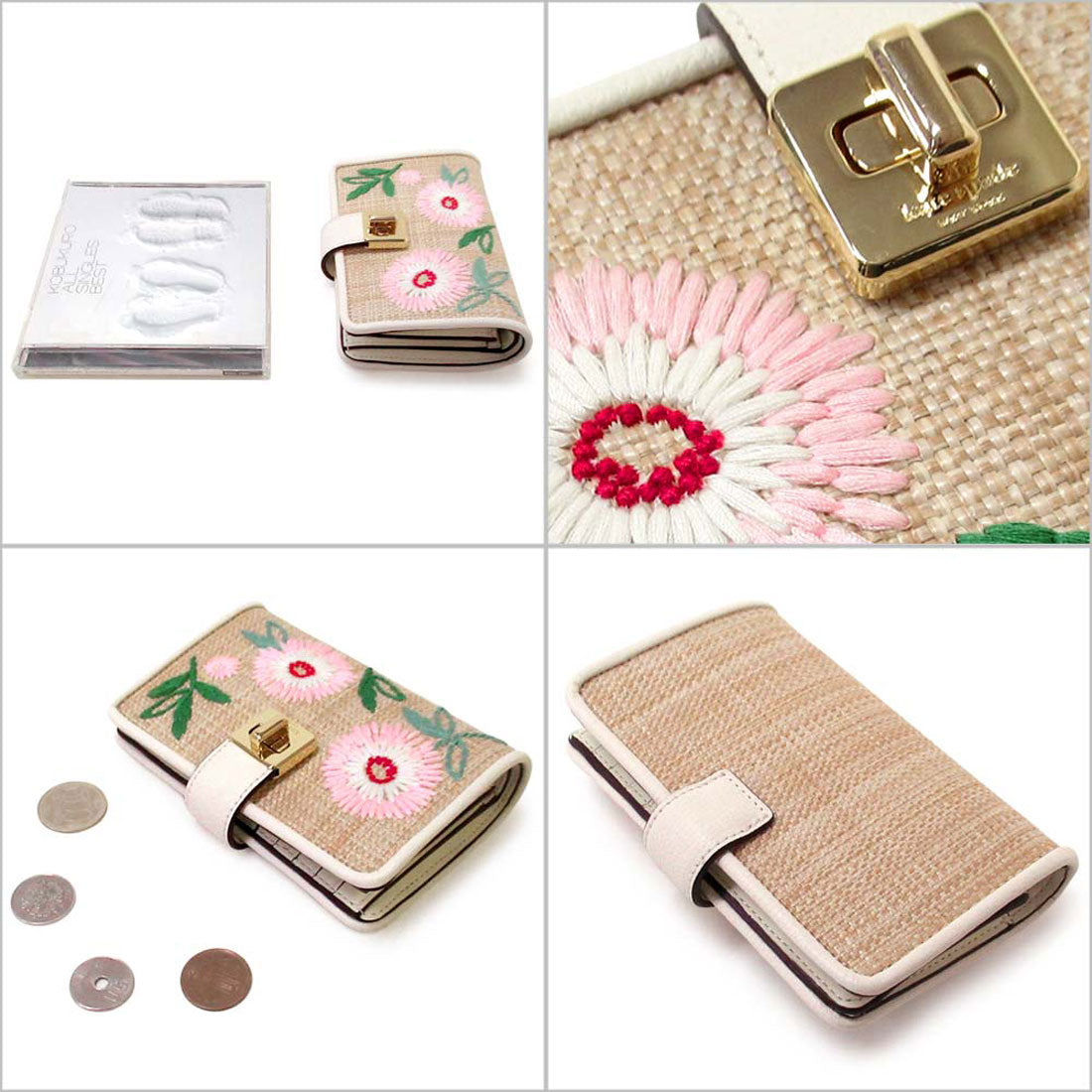 ケイトスペードニューヨーク kate spade new york Kate spade ケイトスペード アウトレット 財布 フィービー ストロー レザー ナチュラルマルチ 夏 素材 二つ折り財布 KK918 250 （ナチュラルマルチ） ナチュラルマルチ