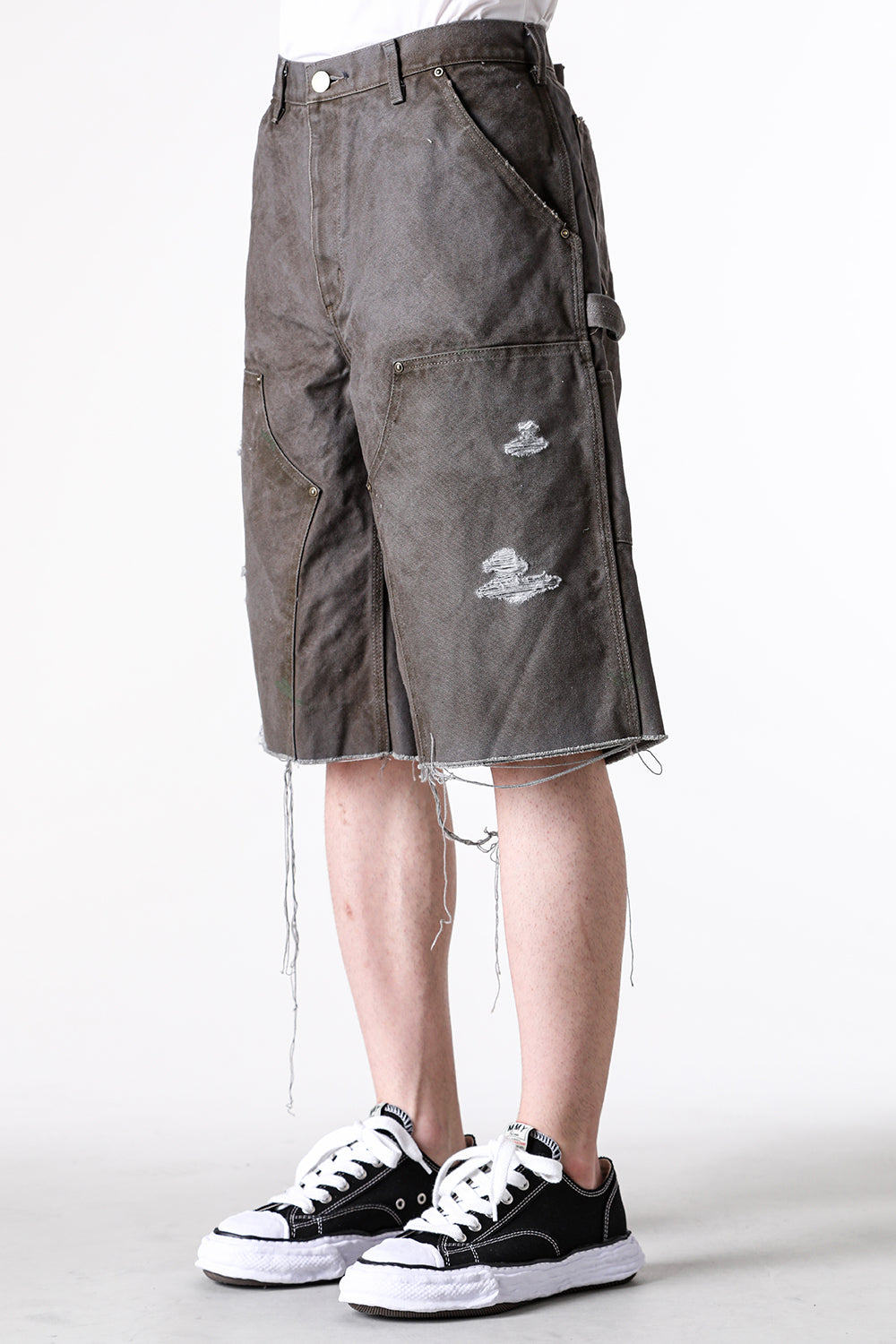 カミヤ KAMIYA BORO Duck Painter Wide Bermuda Pants （GRAY） GRAY