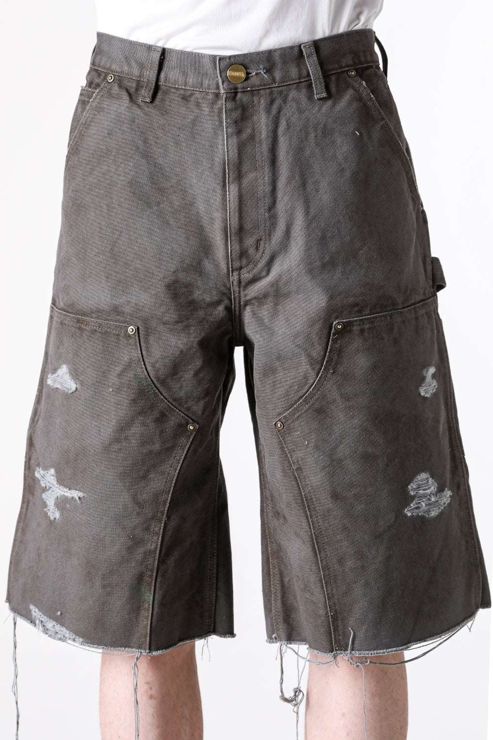 カミヤ KAMIYA BORO Duck Painter Wide Bermuda Pants （GRAY） GRAY
