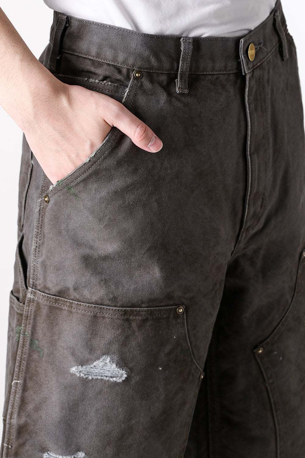 カミヤ KAMIYA BORO Duck Painter Wide Bermuda Pants （GRAY） GRAY