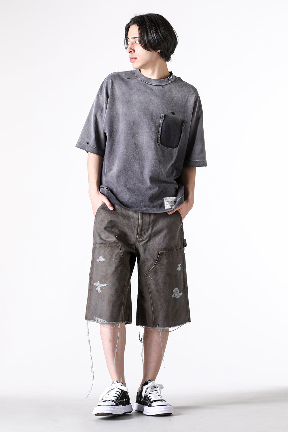 カミヤ KAMIYA BORO Duck Painter Wide Bermuda Pants （GRAY） GRAY