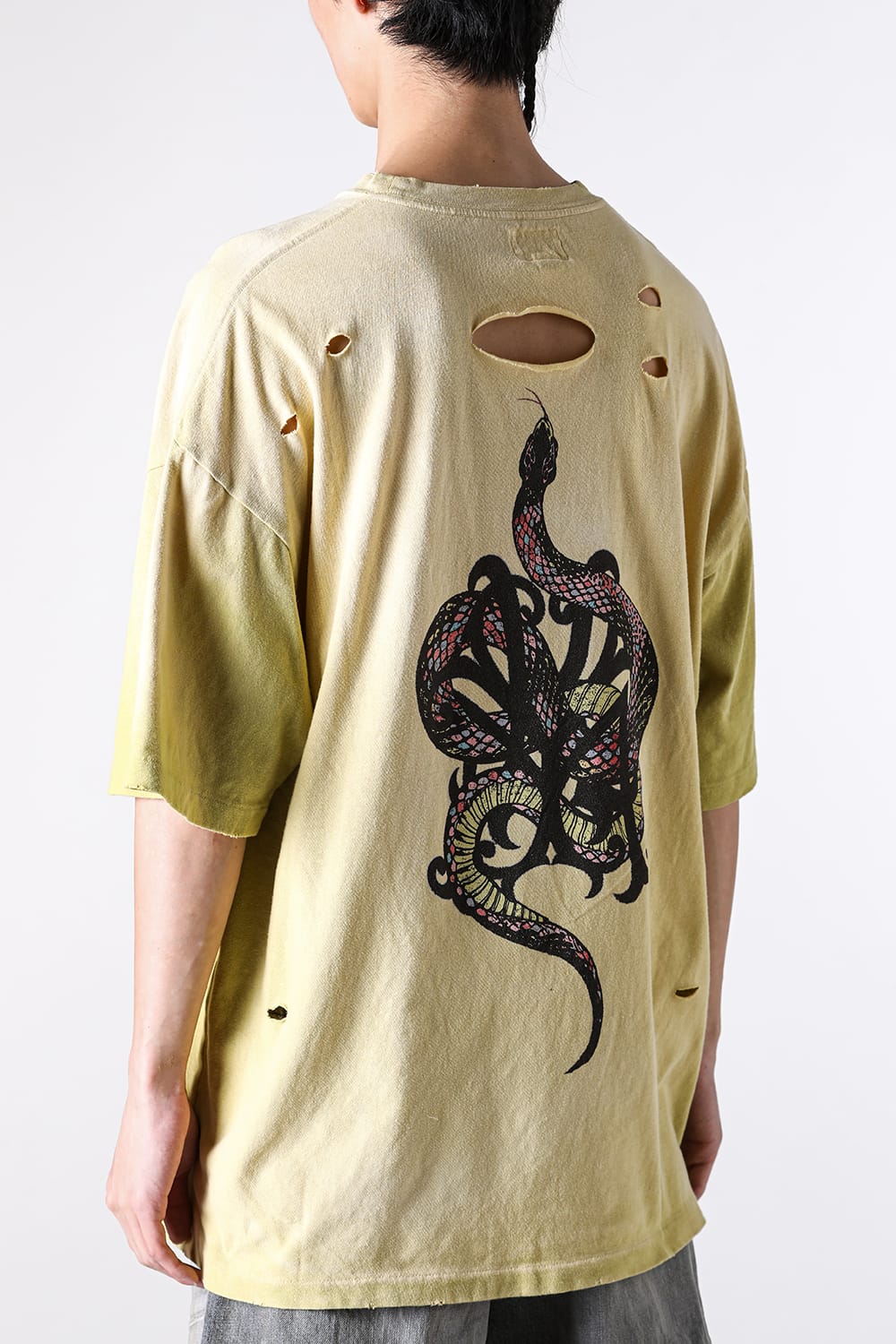 カミヤ KAMIYA “KMY-SNAKE” Distressed Tee （YELLOW） YELLOW
