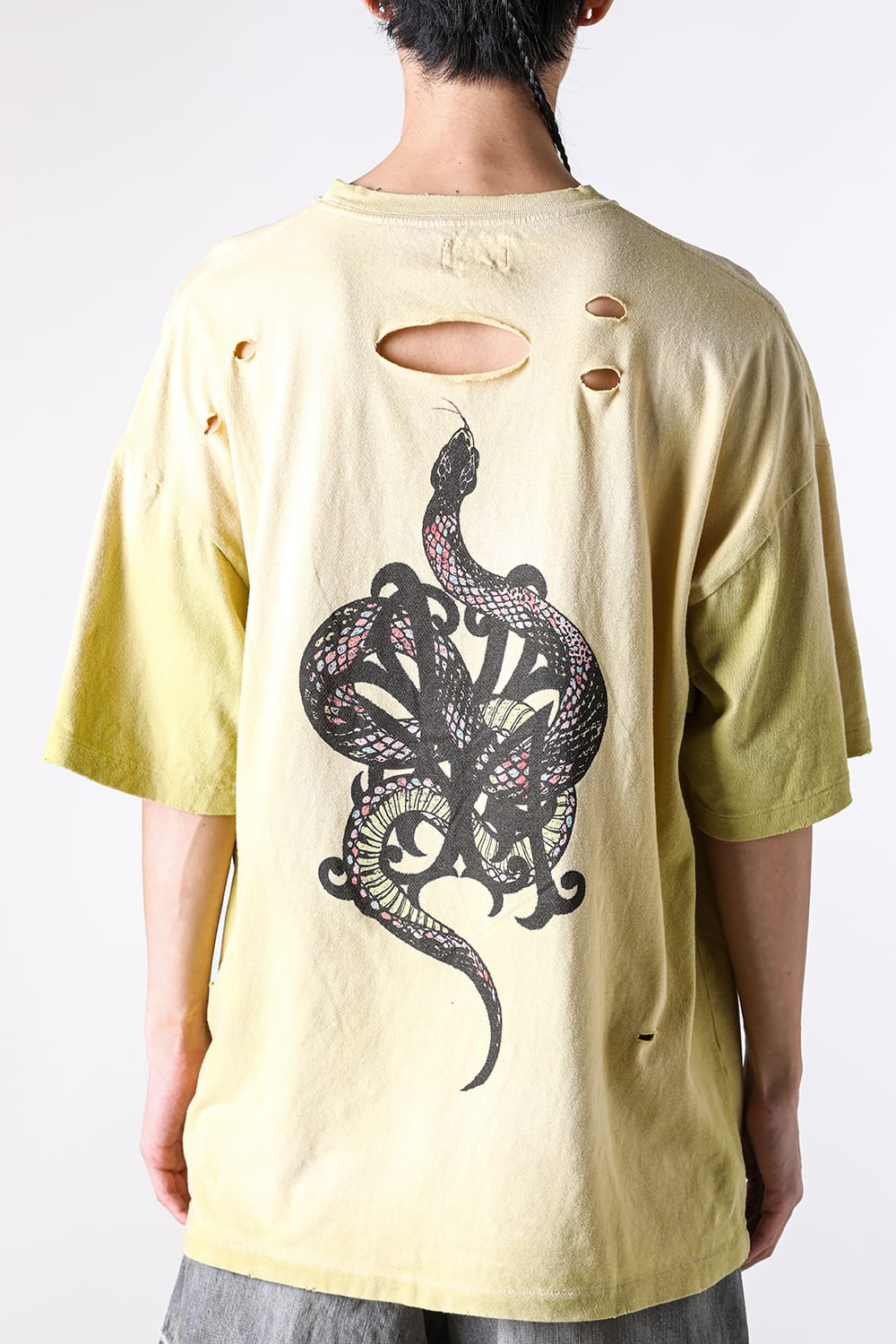カミヤ KAMIYA “KMY-SNAKE” Distressed Tee （YELLOW） YELLOW