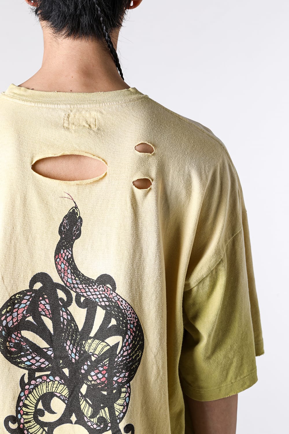カミヤ KAMIYA “KMY-SNAKE” Distressed Tee （YELLOW） YELLOW