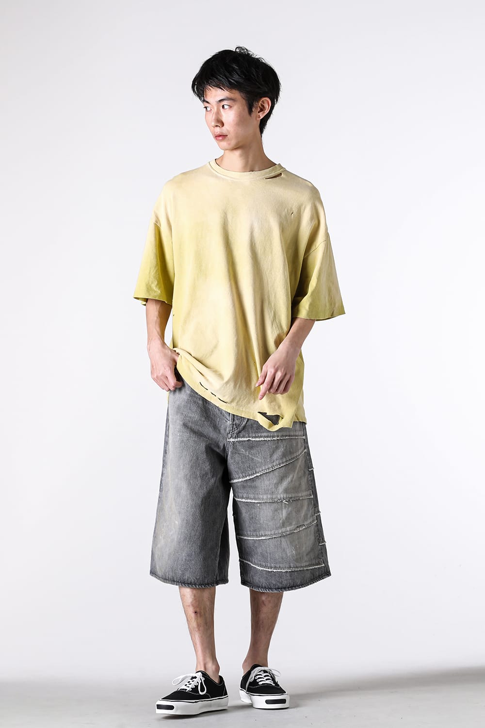 カミヤ KAMIYA “KMY-SNAKE” Distressed Tee （YELLOW） YELLOW