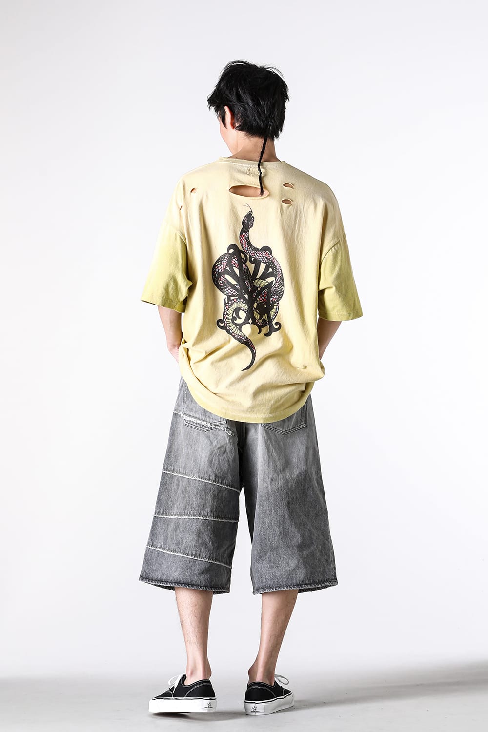 カミヤ KAMIYA “KMY-SNAKE” Distressed Tee （YELLOW） YELLOW