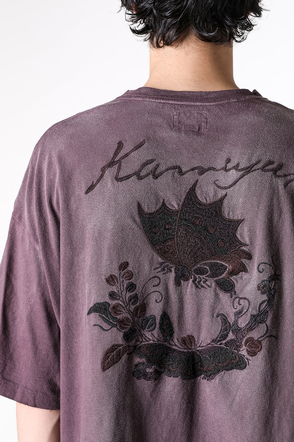 カミヤ KAMIYA “AGEHA” Embroidery Distressed Tee （BROWN） BROWN