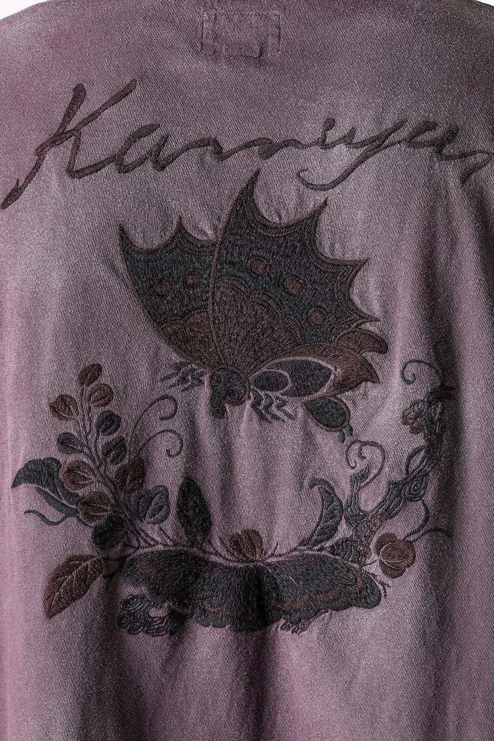カミヤ KAMIYA “AGEHA” Embroidery Distressed Tee （BROWN） BROWN