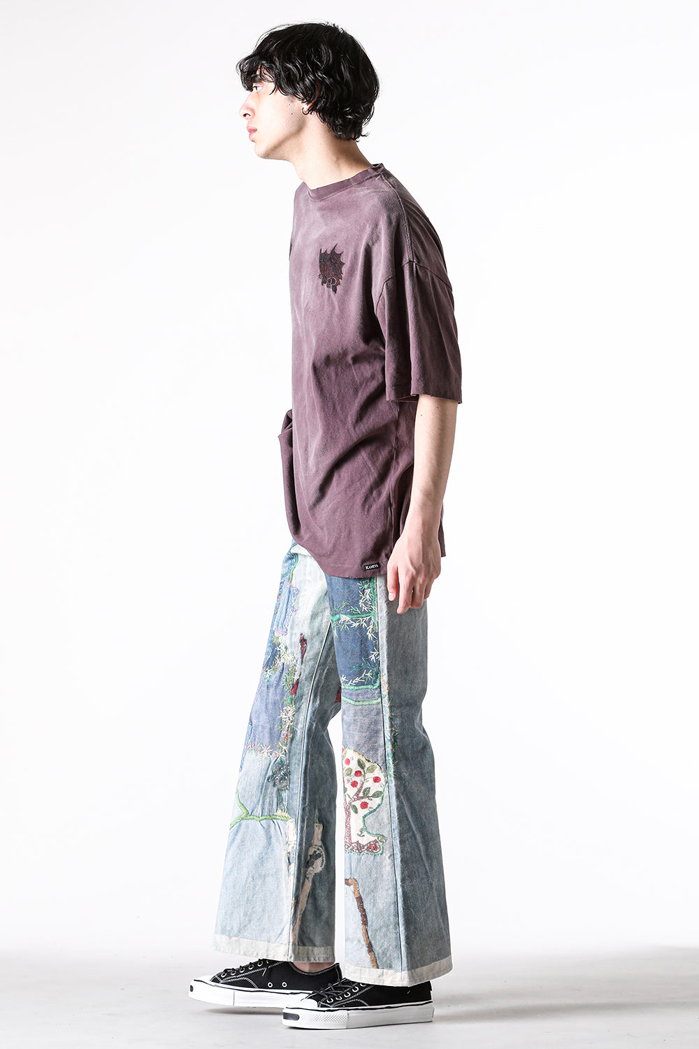 カミヤ KAMIYA “AGEHA” Embroidery Distressed Tee （BROWN） BROWN