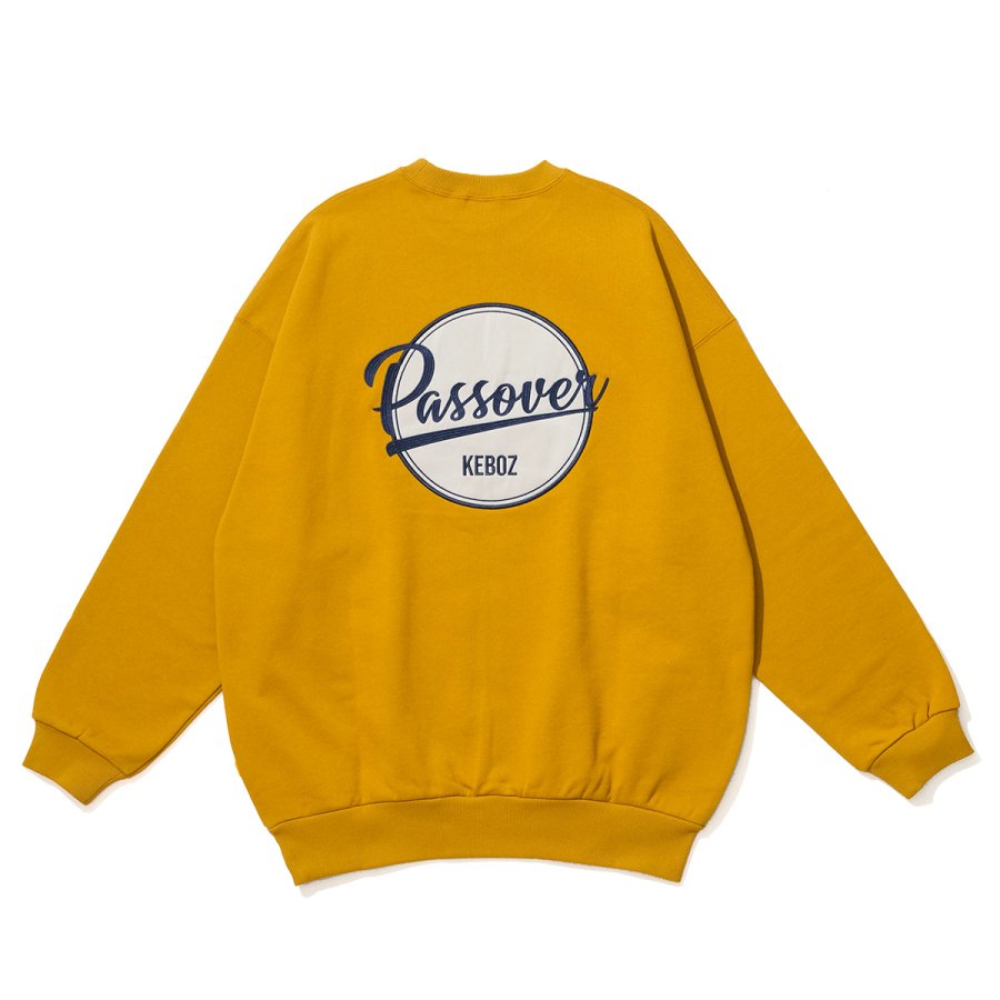 KEBOZ [EXCLUSIVE] KEBOZ x PASSOVER BB LOGO SWEAT CREWNECK YELLOW
