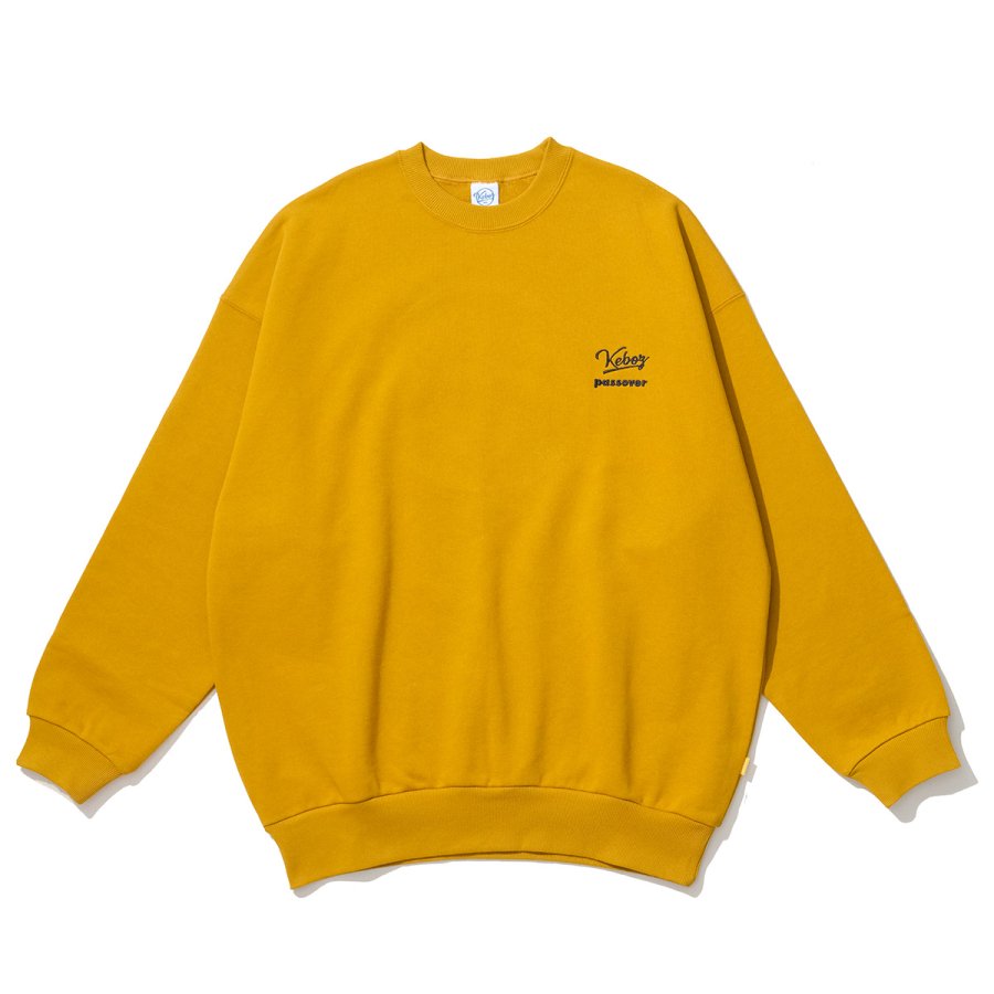 KEBOZ [EXCLUSIVE] KEBOZ x PASSOVER BB LOGO SWEAT CREWNECK YELLOW