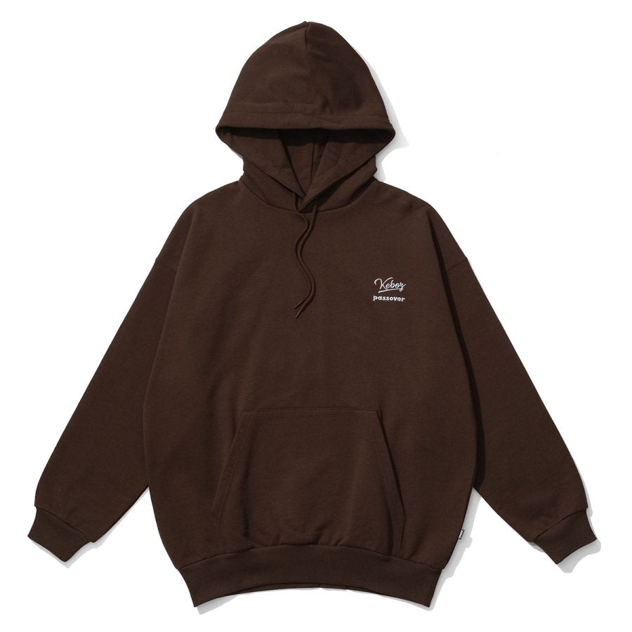 KEBOZ [EXCLUSIVE] KEBOZ x PASSOVER BB LOGO SWEAT HOODIE BROWN