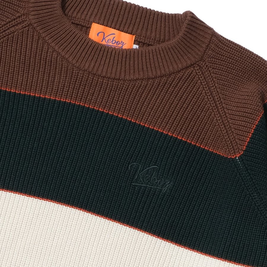 人気のクリスマスアイテムがいっぱい！ BORDER KEBOZ KNIT BROWN SWEATER トップス