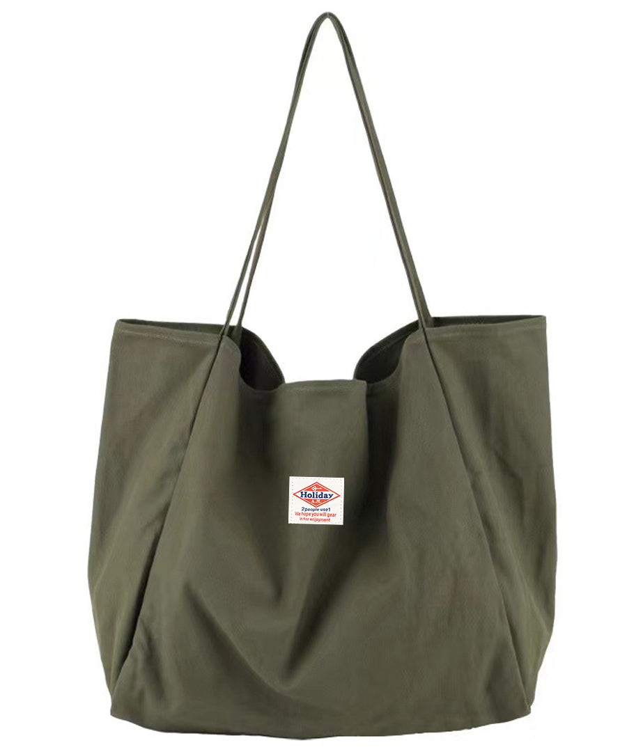 Holiday A.M. Bag Tote Bag Canvas Women's Men's Plain Cotton A4 Tote Holiday A.M.