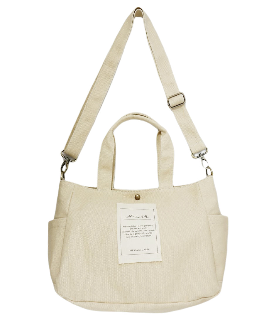 ホリデーエーエム Holiday A.M. バッグ ショルダーバッグ メッセージラベル レディース メンズ キャンバス 帆布 Keys （IVORY） IVORY
