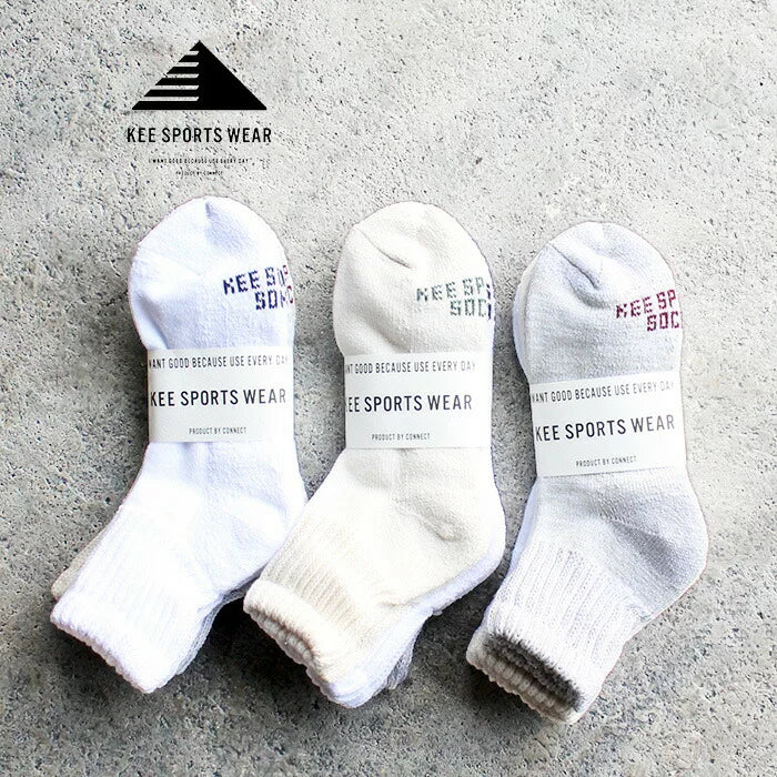 キースポーツ KEE SPORTS 3P STANDARD SOCKS 2 （ホワイト/ナチュラル/グレー） ホワイト/ナチュラル/グレー