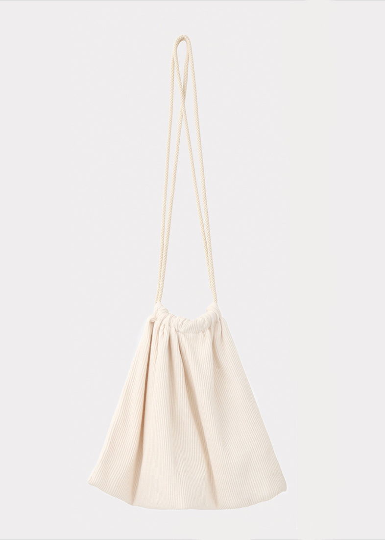 ケンテ KEnTe Ribbed Drawstring bag （BEIGE） BEIGE