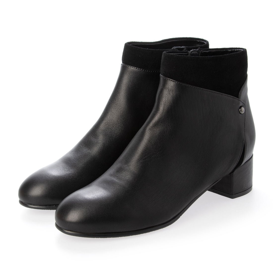 キスコ KISCO ヌバックコンビショートブーツ,ブラック