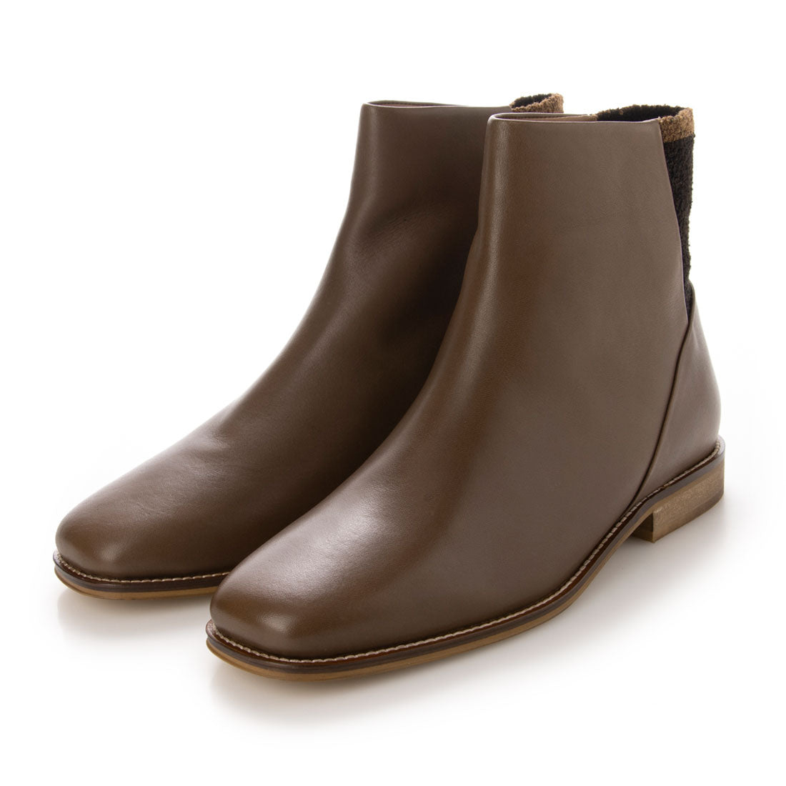 キスコ KISCO ソフトスクエアショートブーツ,カーキ