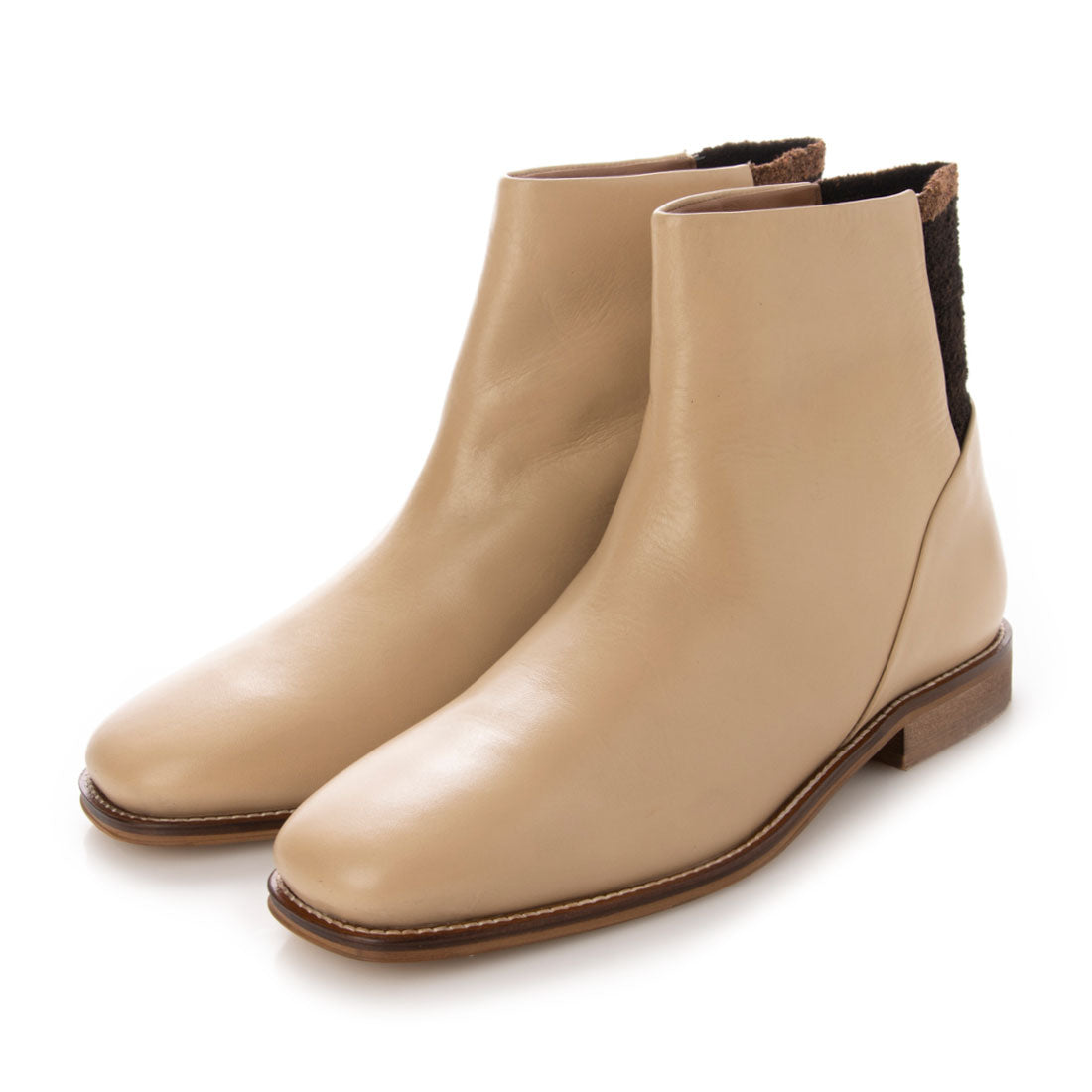 キスコ KISCO ソフトスクエアショートブーツ,ライトベージュ