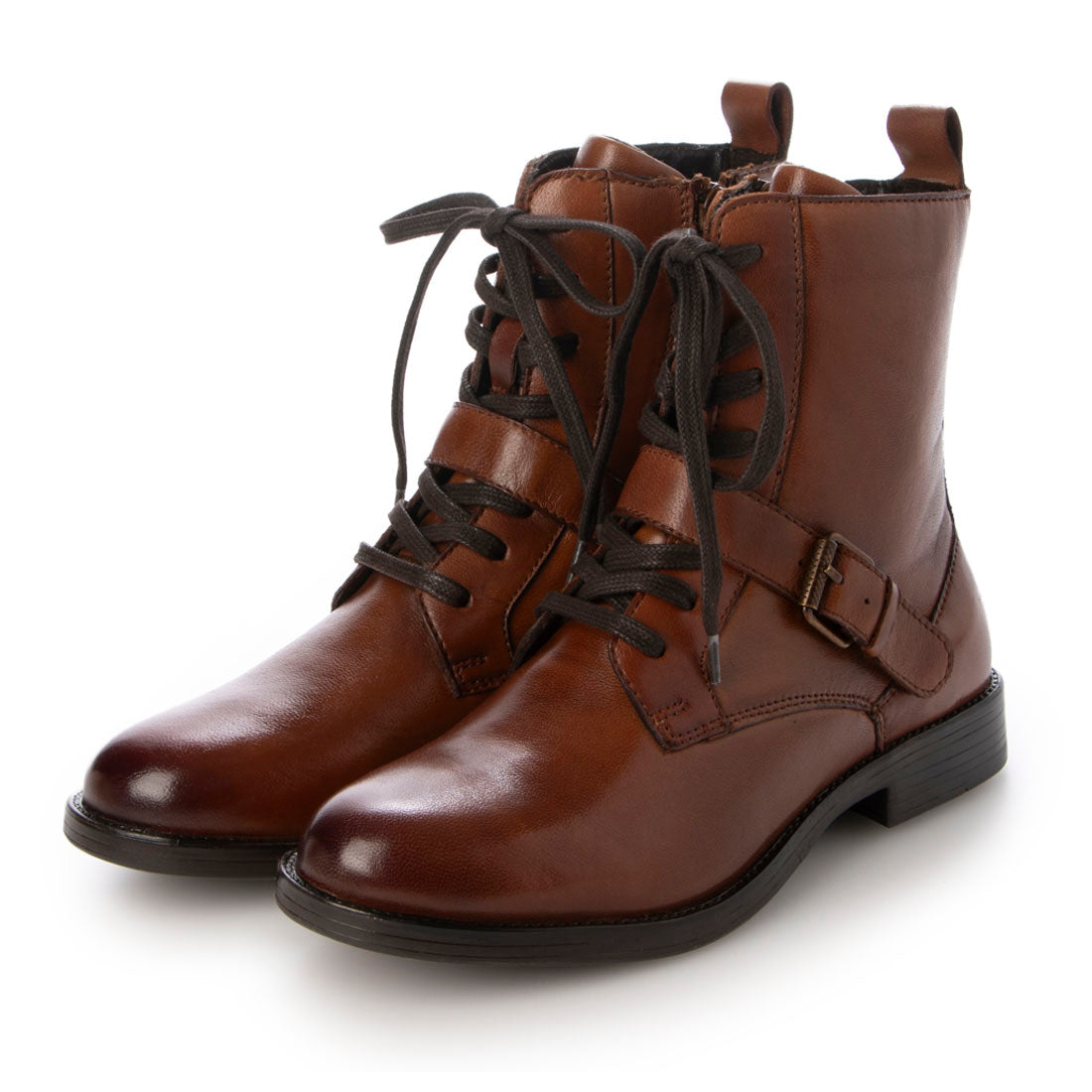 KISCO lace-up belt motif boots