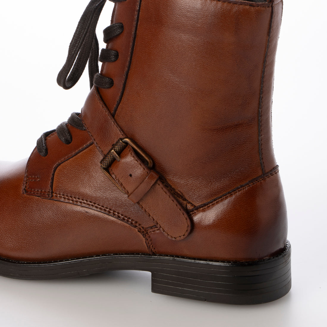 KISCO lace-up belt motif boots