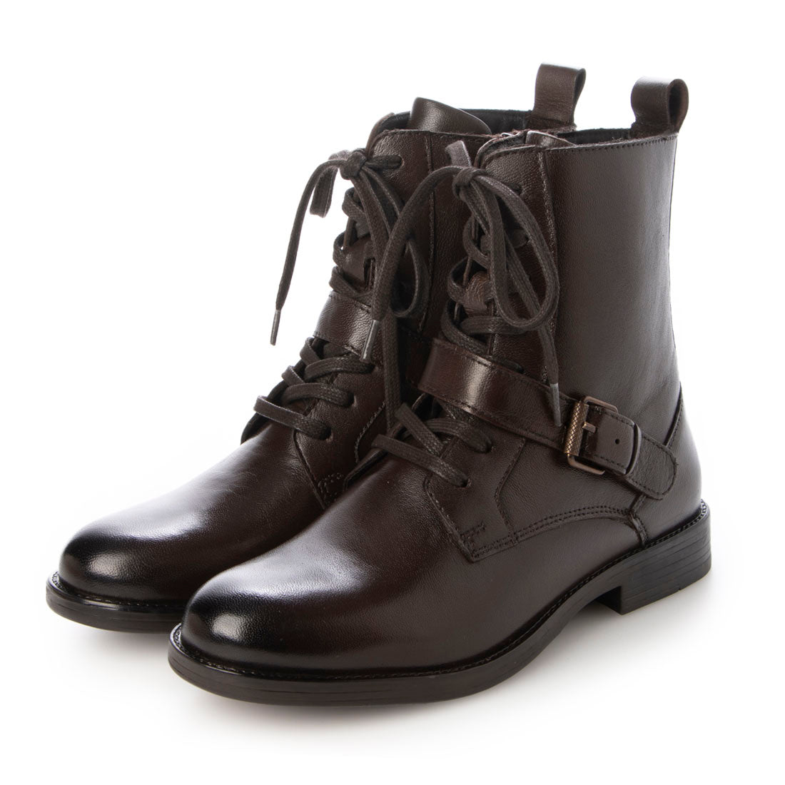 KISCO lace-up belt motif boots