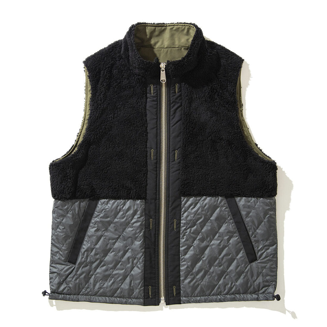 キネティクス Kinetics UNFRM OUTDOOR STANDARD UNFRM x Kinetics REVERSIBLE STAND COLLAR VEST（ユニフォーム×キネティクス リバーシブル スタンドカラーベスト （KHAKI） KHAKI