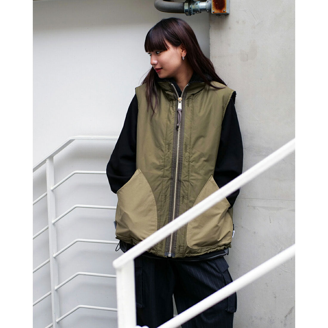 キネティクス Kinetics UNFRM OUTDOOR STANDARD UNFRM x Kinetics REVERSIBLE STAND COLLAR VEST（ユニフォーム×キネティクス リバーシブル スタンドカラーベスト （KHAKI） KHAKI