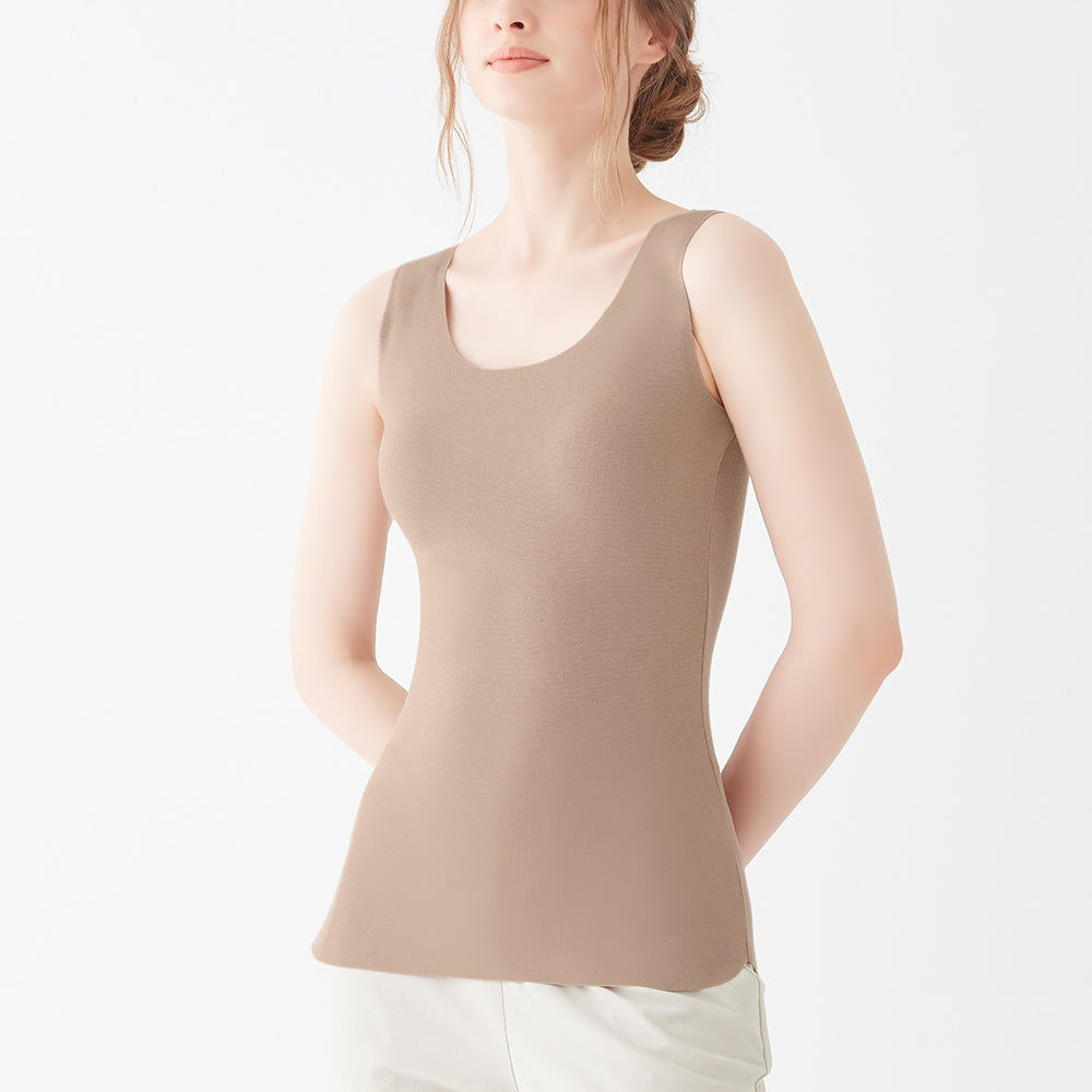 キレイラボ KIREILABO あったかインナー【Fitte Warm】裏起毛 柔らかく暖かい カップ付きタンクトップ 秋冬  （セランベージュ） セランベージュ