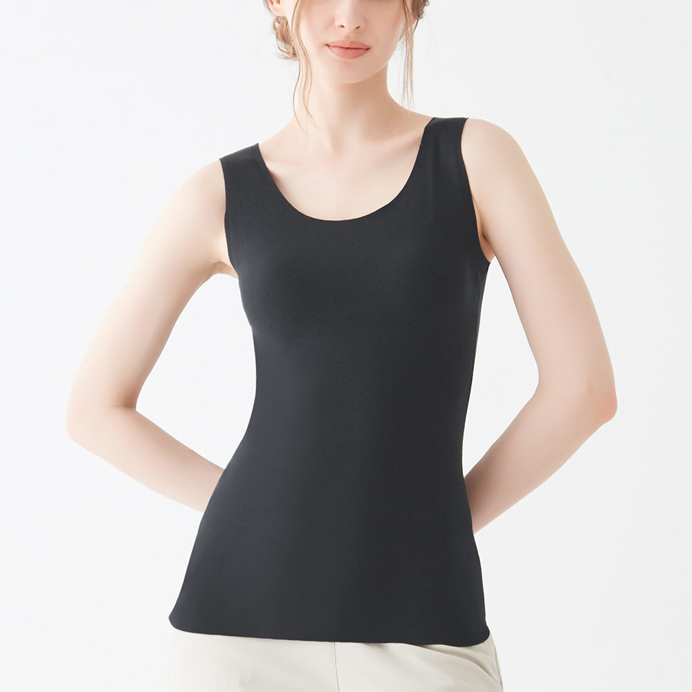 キレイラボ KIREILABO あったかインナー【Fitte Warm】裏起毛 柔らかく暖かい カップ付きタンクトップ 秋冬  （ブラック） ブラック