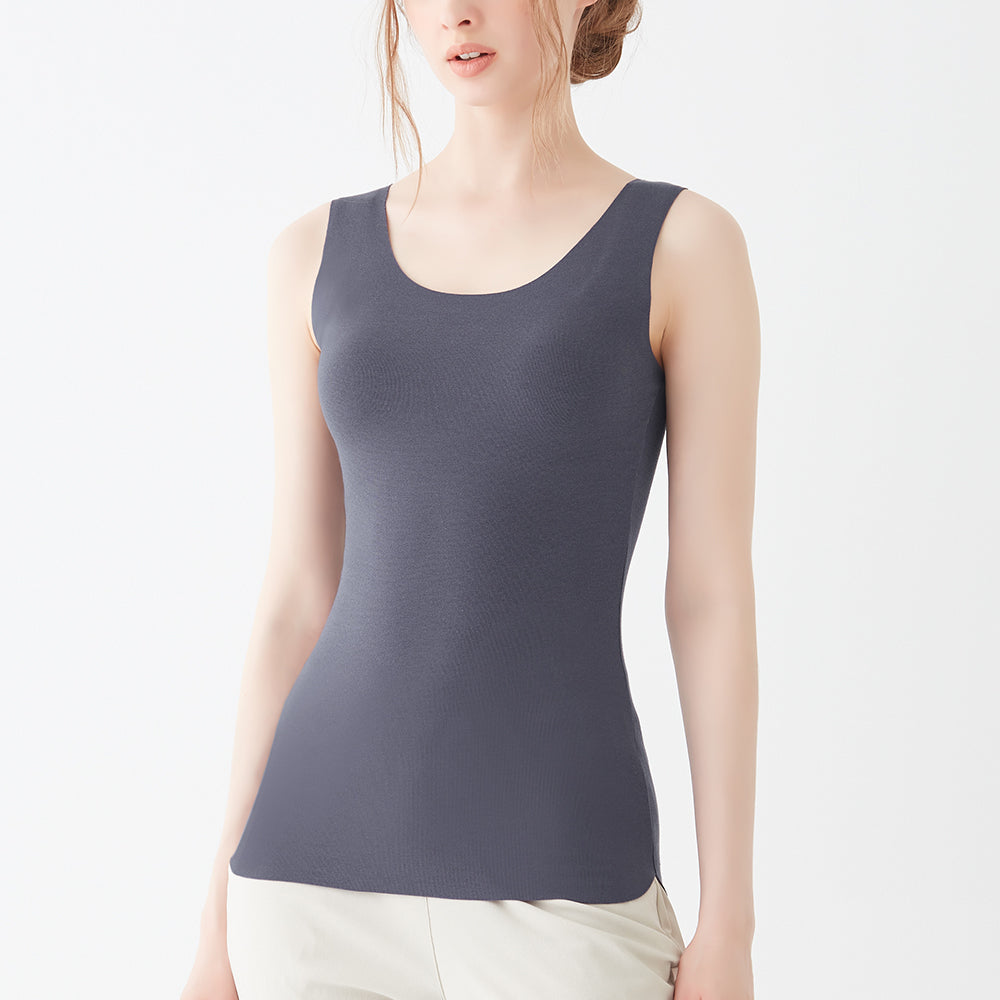 キレイラボ KIREILABO あったかインナー【Fitte Warm】裏起毛 柔らかく暖かい カップ付きタンクトップ 秋冬 （ネービーブルー） ネービーブルー