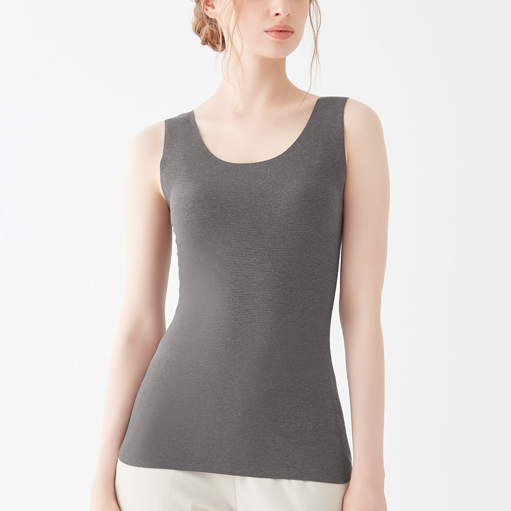 キレイラボ KIREILABO あったかインナー【Fitte Warm】裏起毛 柔らかく暖かい カップ付きタンクトップ 秋冬 （チャコールグレー） チャコールグレー