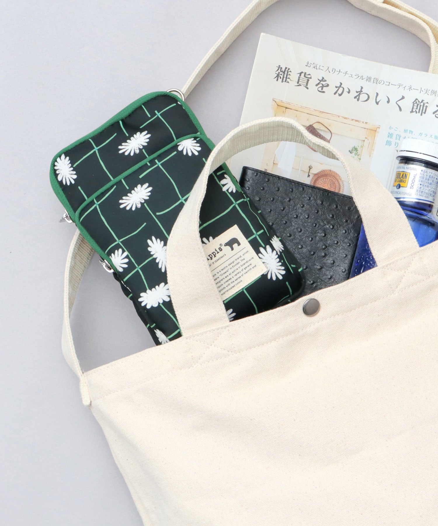 キッピス kippis 北欧系 総柄 撥水ポリエステル スマホ ミニショルダーバッグ （オフホワイト(keto)） オフホワイト(keto)