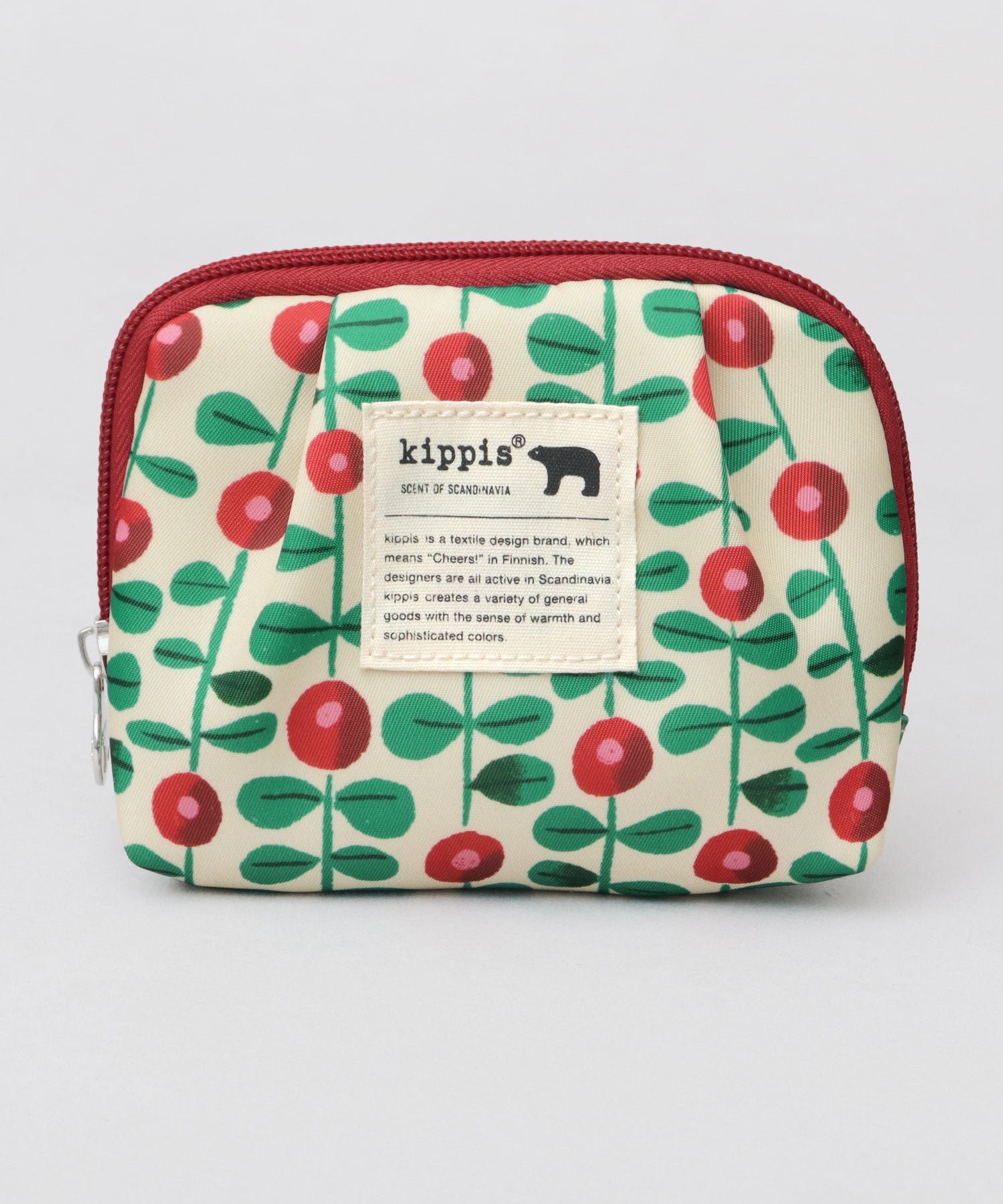 キッピス kippis ティシュポケット付き 北欧系 総柄 ポーチ （アイボリー(lingon)） アイボリー(lingon)