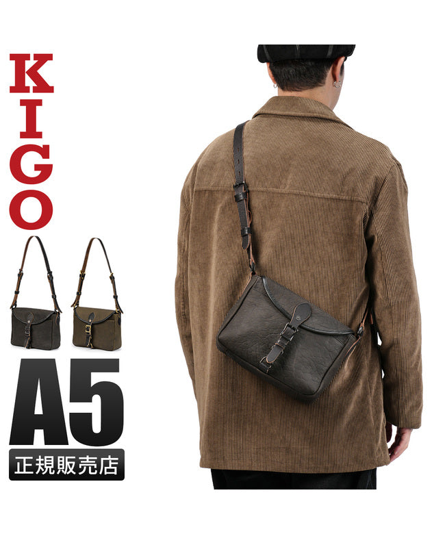 キゴ KIGO キゴ ショルダーバッグ A5 本革 KIGO KGBG2420-HOC （チャコール） チャコール