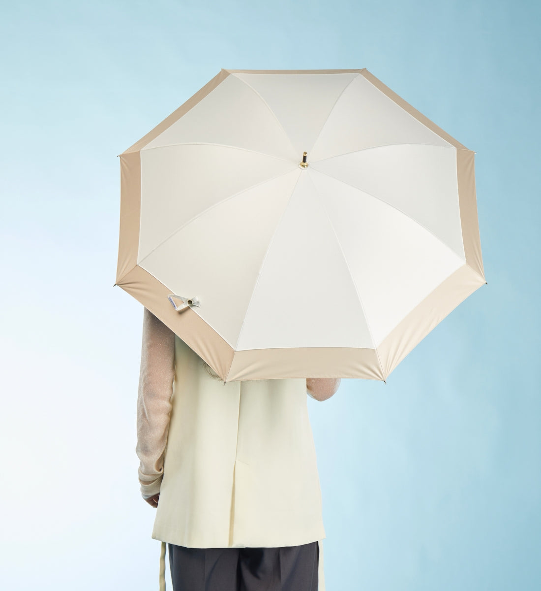 キザワ KIZAWA バンブー ショート丈 日傘 完全遮光 雨傘 晴雨兼用傘 50cm～ithm bicolor～ （モカ×オフ） モカ×オフ