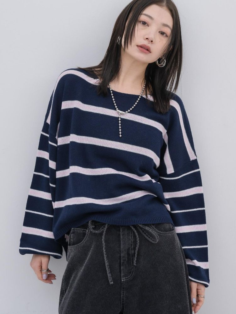 キヴィ kivi multi border knit PO （BLU3） BLU3