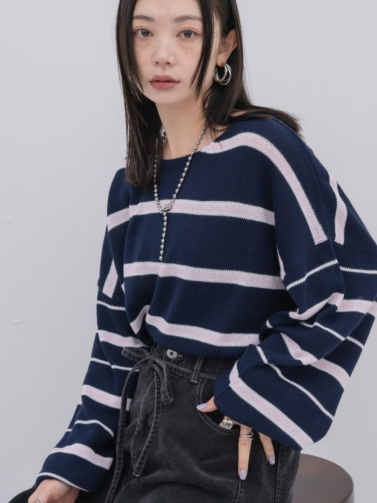 キヴィ kivi multi border knit PO （BLU3） BLU3