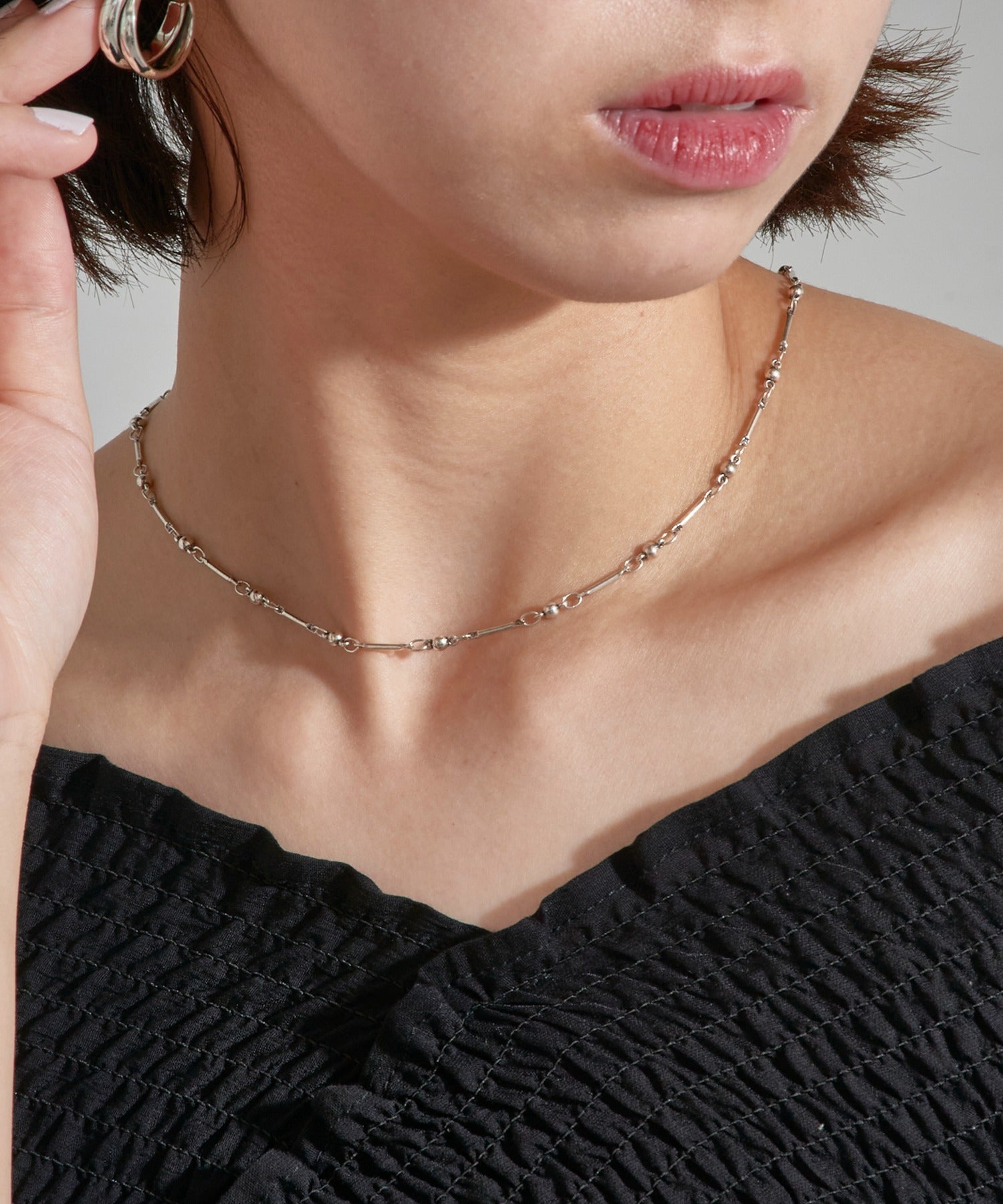 フィリップ オーディベール PHILIPPE AUDIBERT Garnet necklace brass silver plated CO6621:AR （シルバー） シルバー